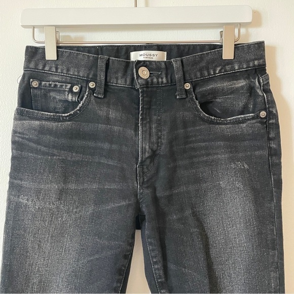 Moussy Vintage Black Mid-rise Stretch Fremont Crop Raw hem Jean Japan Denim 26 - Picture 5 of 12